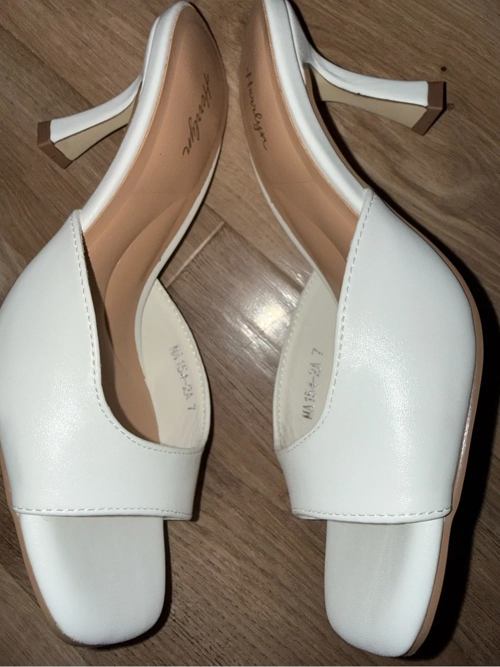 Brand new white slip on heels